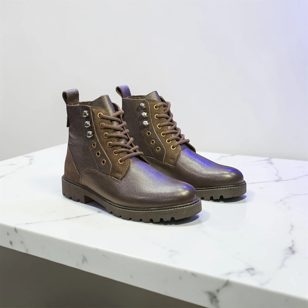 Vanguard brown - Premium Leather Lace Up Boots