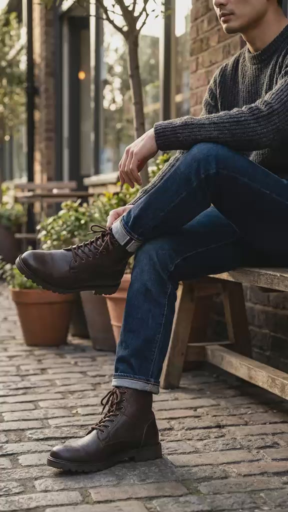 Rogue Brown - Premium Leather Lace Up Bootss