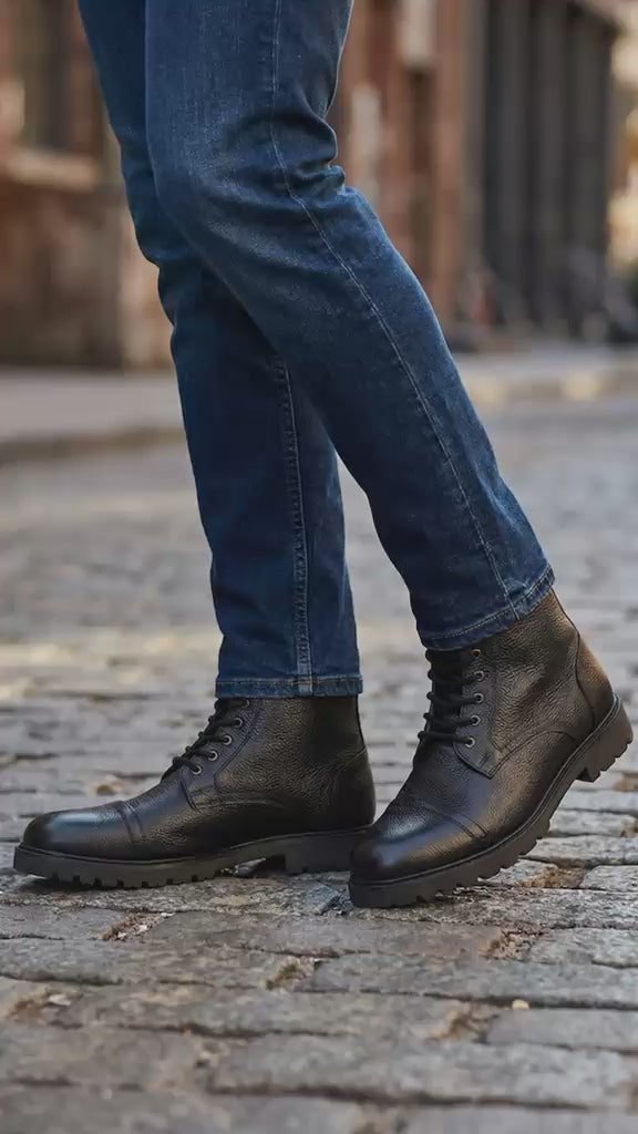 Marcell black - Premium Leather Lace Up Boots